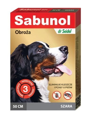 Laboratorium DermaPharm Sabunol Szara Obroża Przeciw Pchłom I Kleszczom Dla Psa 50cm