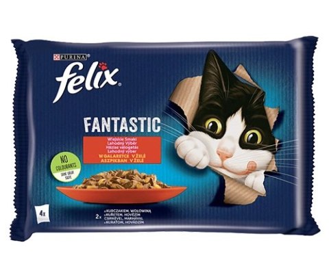 Felix Wiejskie Smaki W Galaretce Z Wołowina I Kurczakiem 4x85g Felix Wiejskie Smaki W Galaretce Z Wołowina I Kurczakiem 4x85g