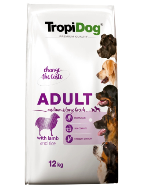Tropidog Premium Adult Medium & Large Breed Jagnięcina Z Ryżem 12kg